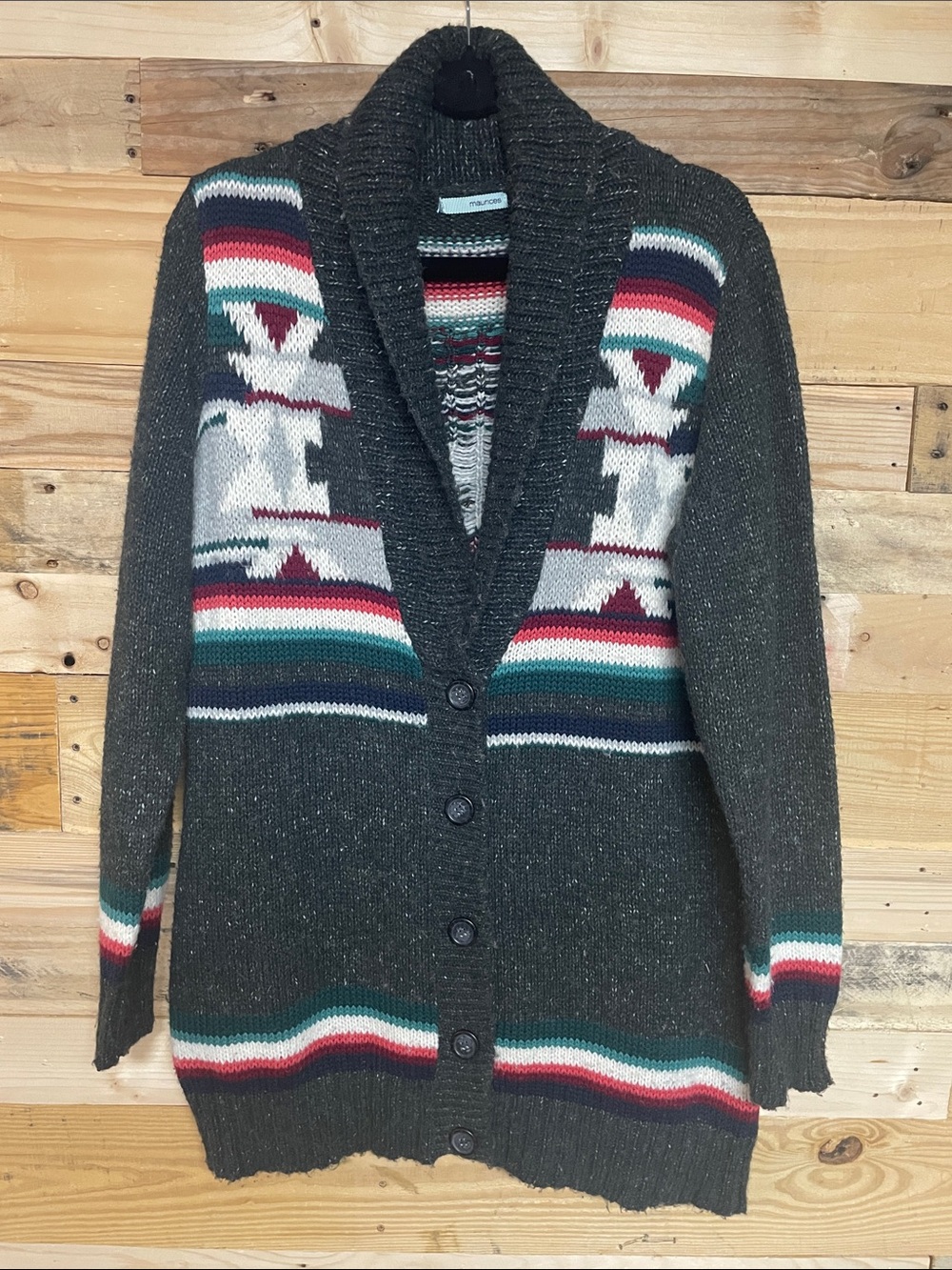 Maurices size XL Multi-color Super Soft Grandpa Cardigan Wool Blend Sweater